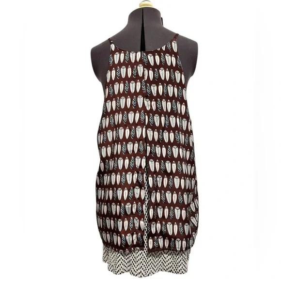 Porridge for Anthropologie Feather Print Layered Split Back Camisole Top Size M - Picture 6 of 14